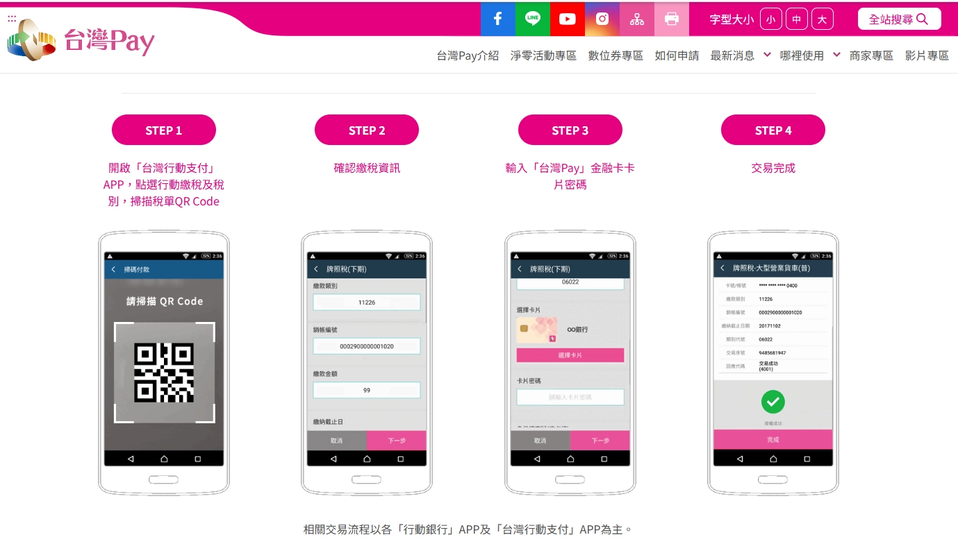 台灣PAY繳稅步驟解說圖