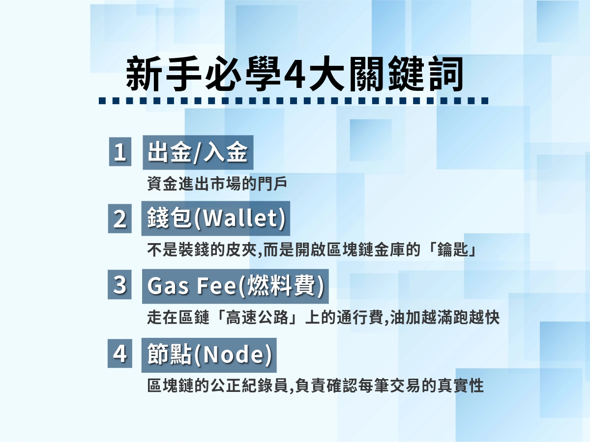 新手必學虛擬貨幣4大關鍵詞