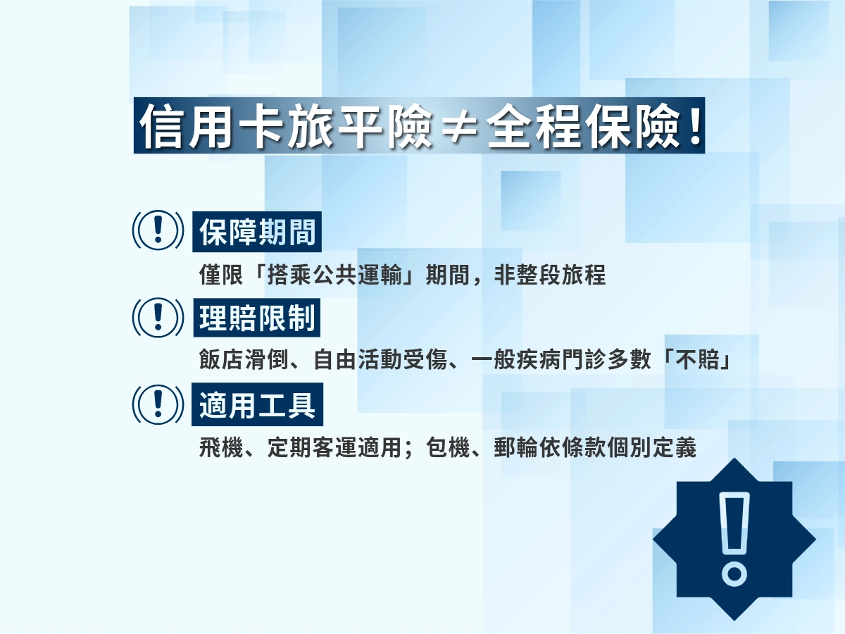 信用卡旅平險保障範圍與適用條件